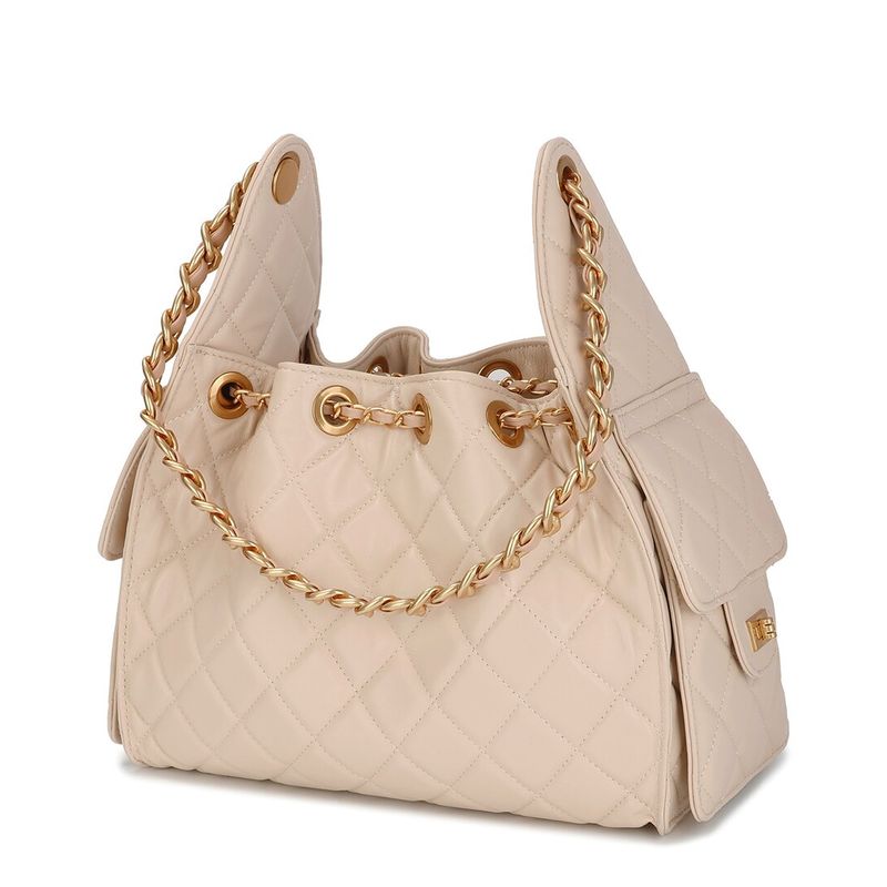Tiffany & Fred Paris Quilted Leather Shoulder Bag, Beige — image 2 of 3